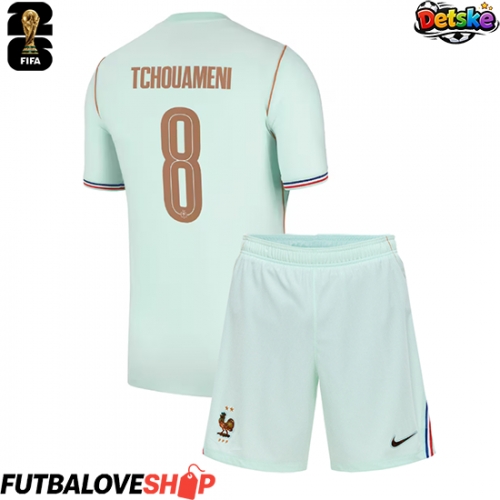 Dres Francúzsko Aurelien Tchouameni #8 Preč pre deti MS 2026 Krátky Rukáv (+ trenírky)